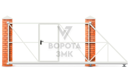 Откатные ворота с калиткой 1750×2000 ЗМК-7638