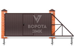 Откатные ворота 2200×3500 из профнастила с установкой ЗМК-7771